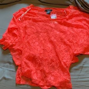 Neon Orange Lace blouse in XS